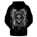 Indian Skull Black Hoodies Sweatshirt Long Sleeve Hooded Pullover with Pockets Spring Autumn NO.1328 -  Cycling Apparel, Cycling Accessories | BestForCycling.com 