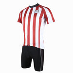 Football Style Red/ Blue White Stripes Short-Sleeve Cycling Suit Jersey Team Kit -  Cycling Apparel, Cycling Accessories | BestForCycling.com 