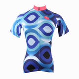 Ilpaladino  Scrollwork Pink-collar Blue Women's Quick Dry Short-Sleeve Cycling Jersey Biking Shirts Breathable Summer Sport Clothes NO.182 -  Cycling Apparel, Cycling Accessories | BestForCycling.com 