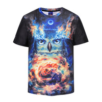 Night Owl Space Men's T-shirt Graphic 3D Printed Round-collar Short Sleeve Summer Casual Cool T-Shirts Fashion Top Tees DX802002# -  Cycling Apparel, Cycling Accessories | BestForCycling.com 