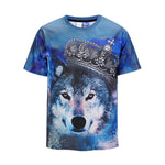 Imperial Crown Wolf Blue Mens T-shirt Graphic 3D Printed Round-collar Short Sleeve Summer Casual Cool T-Shirts Fashion Top Tees DX803020# -  Cycling Apparel, Cycling Accessories | BestForCycling.com 