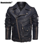 Moto Clothing Set Mountainskin Winter Mens Leather Jacket Men Fashion Motorcycle PU Leather Jacket Cool Zipper Pockets Leather Coats