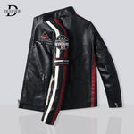 Moto Clothing Set Mens Motorcycle Jacket 2021 Autumn Winter Men New PU Leather Jackets Casual Embroidery Biker Bomber Coat Zipper Fleece Overcoat