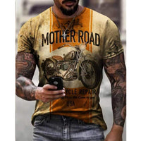 Men T-shirt 3D Car Highway Motorcycle Biker Hip Hop Tshirt Tee Top Oversize